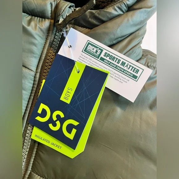DSG Boys Dark Green Insulated Water Resistant Puffer Jacket Medium 10-12 NWT - Picture 5 of 16